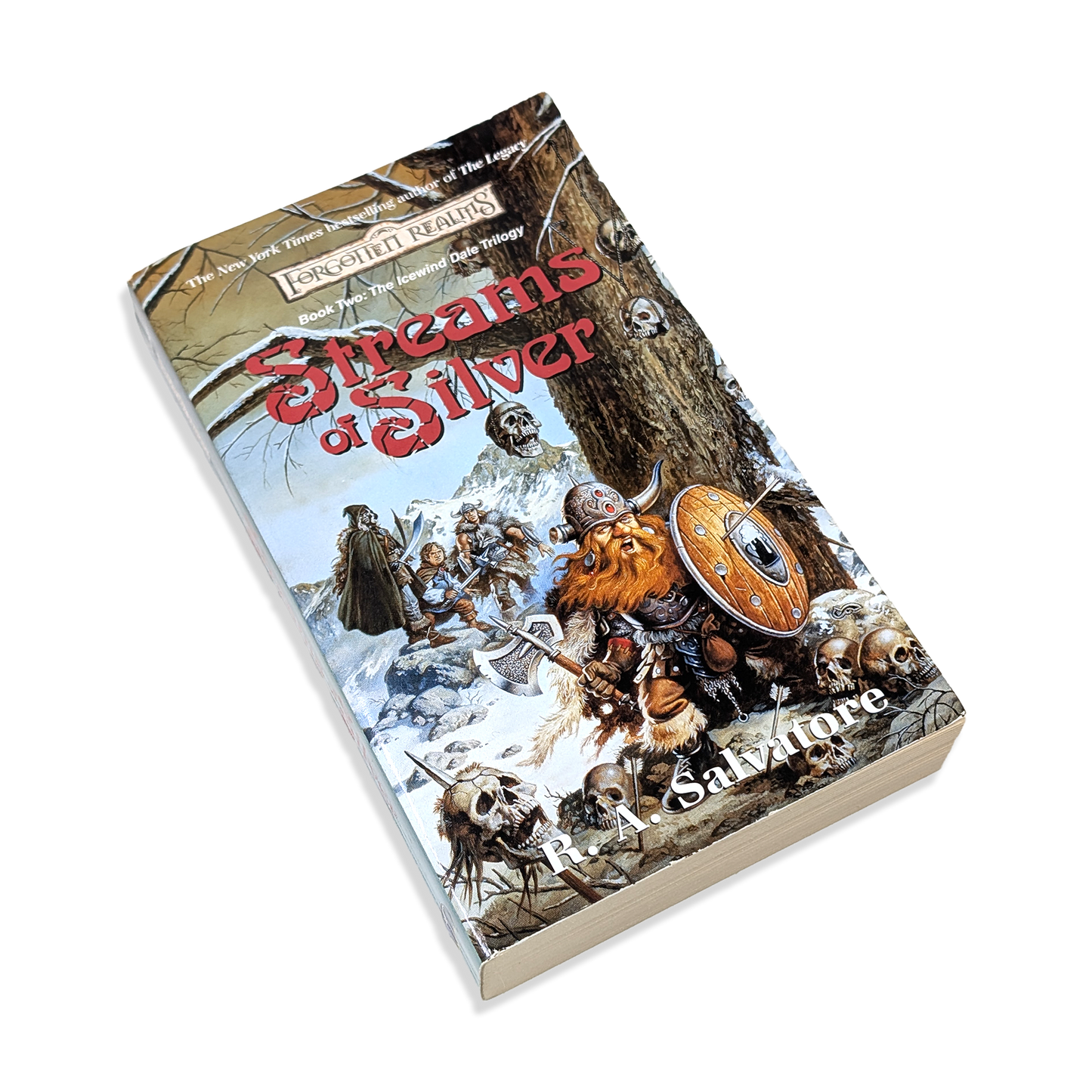 Book titled 'Streams of Silver' with fantasy-themed cover on a white background