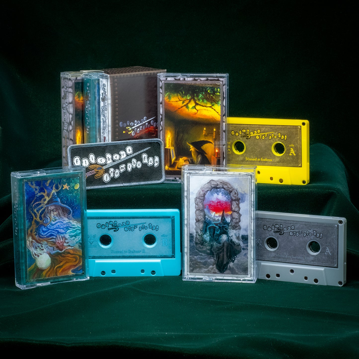 Flickers From the Fen "Stoned in Gielinor" Cassette Trilogy Bundle WITH PATCH