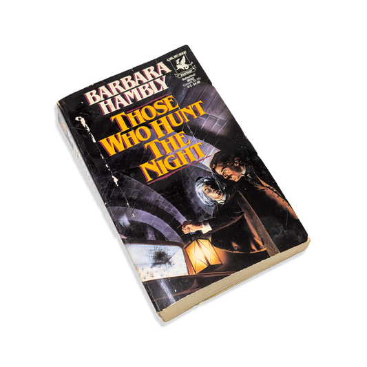 Book titled 'Those Who Hunt the Night' by Barbara Hamby on a white background